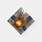Serviette En Papier Bouquet d'automne dans un Citrouille orange (Coin)