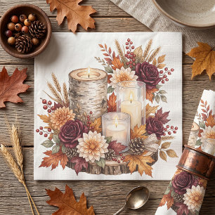 Serviette En Papier Bouquet de centre de table à la bougie rustique d'
