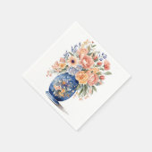 Serviette En Papier Bouquet de fleurs bleu Vase aquarelle peinture (Coin)