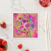Serviette En Papier Bouquet de fleurs d'aquarelle sur Parties scintill (En situation)