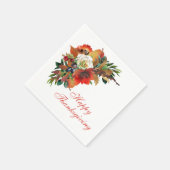 Serviette En Papier Bouquet de fleurs d'aquarelle Thanksgiving (Coin)