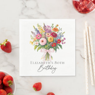 Serviette En Papier Bouquet de fleurs de jardin coloré élégant pour an