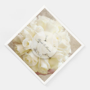 Serviette En Papier Bouquet de fleurs de Mariage nuptiale blanche