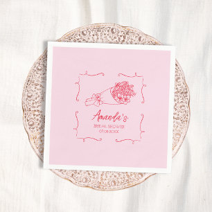 Serviette En Papier Bouquet de Fleurs Dessiné à la Main pour Baby Show