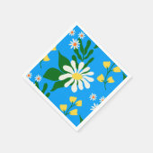 Serviette En Papier Bouquet de fleurs d'été en bleu (Coin)