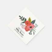 Serviette En Papier Bouquet de fleurs d'été rouge rose (Coin)