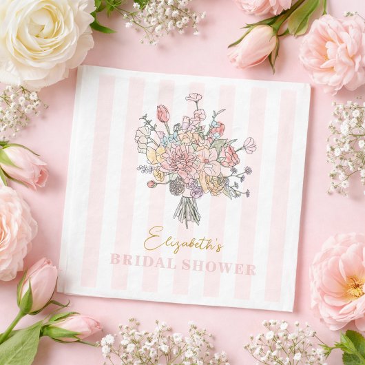 Serviette En Papier Bouquet de Fleurs Frais du Marché Fête de Mariage