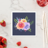 Serviette En Papier Bouquet de fleurs Rose aquarelle (En situation)