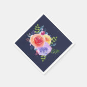 Serviette En Papier Bouquet de fleurs Rose aquarelle (Coin)