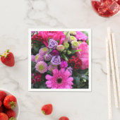 Serviette En Papier Bouquet de fleurs rose et violet (En situation)