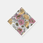 Serviette En Papier Bouquet de fleurs - roses, pivoines, marguerites e (Coin)