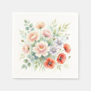 Serviette En Papier Bouquet de fleurs sauvages de jardin de campagne à