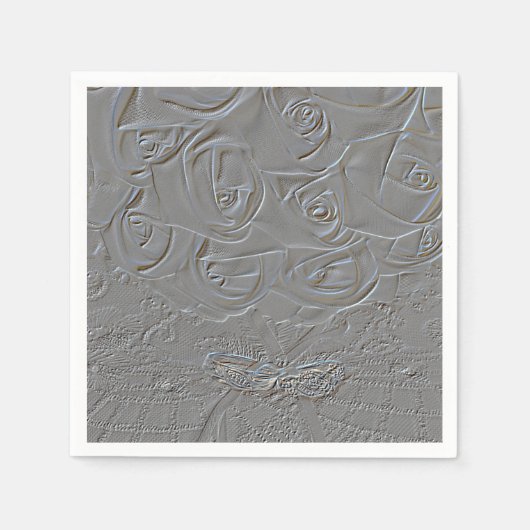 Serviette En Papier Bouquet de Mariage avec anneaux et serviettes (Devant)