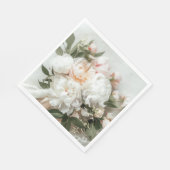 Serviette En Papier Bouquet de pivoines blanches avec dentelle (Coin)