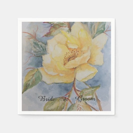 Serviette En Papier Bouquet de rose jaune (Devant)