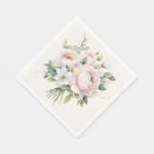 Serviette En Papier Bouquet de rose rose pâle (Coin)