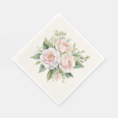 Serviette En Papier Bouquet de rose rose pâle (Coin)
