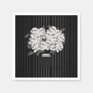 Serviette En Papier Bouquet de Roses Crâniennes Noir & Blanc