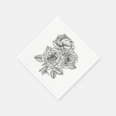 Serviette En Papier Bouquet de roses en noir et blanc (Coin)