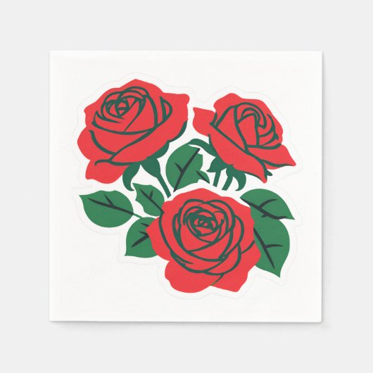 Serviette En Papier Bouquet de roses rouges mariage formel (Devant)