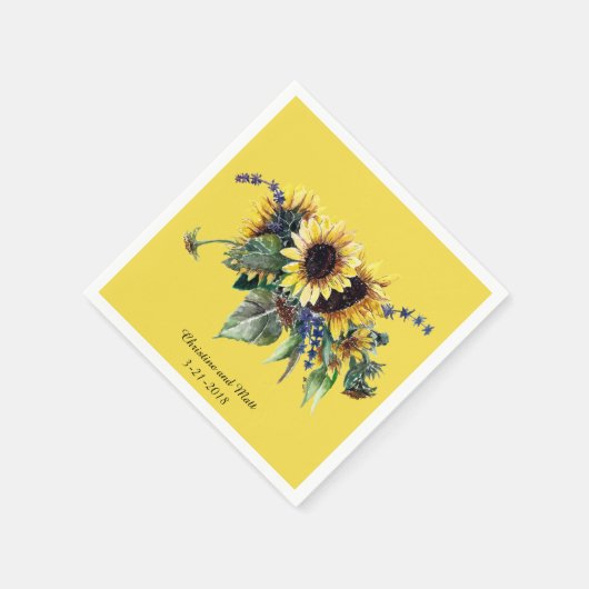 Serviette En Papier Bouquet de tournesol personnalisé (Coin)
