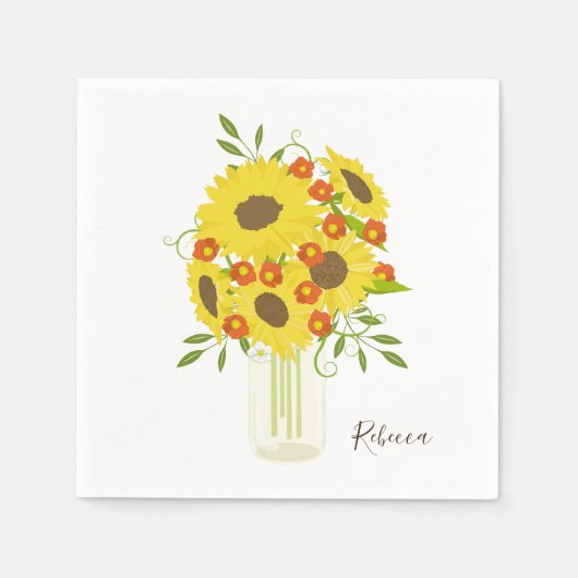Serviette En Papier Bouquet de tournesol rustique (Devant)