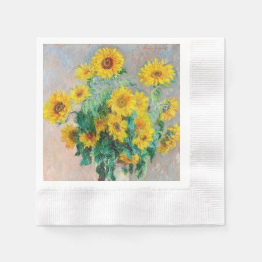 Serviette En Papier Bouquet de tournesols Claude Monet (Devant)