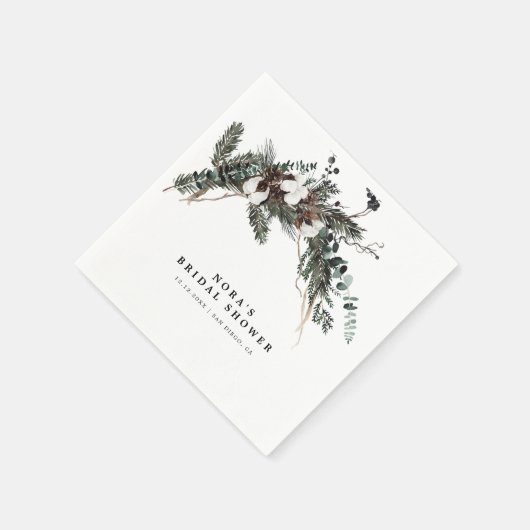 Serviette En Papier Bouquet de verdure d'hiver (Coin)