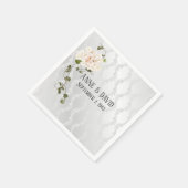 Serviette En Papier Bouquet d'hydrangée nuptiale sur satin blanc (Coin)