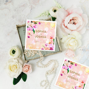 Serviette En Papier Bouquet d'orchidées romantiques Élégant Mariage ch