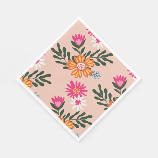 Serviette En Papier Bouquet Fleur Été Rose (Coin)