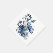 Serviette En Papier Bouquet fleur sauvage de style Delft bleu et blanc (Coin)