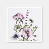 Serviette En Papier Bouquet Fleur sauvage pourpre Aquarelle Florale (Devant)