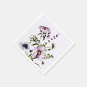 Serviette En Papier Bouquet Fleur sauvage pourpre Aquarelle Florale (Coin)