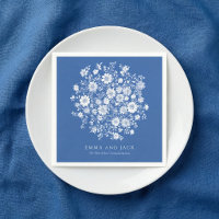 Bouquet floral bleu poussiéreux Noms et date de ma