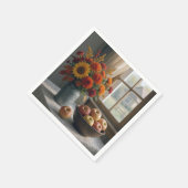 Serviette En Papier Bouquet floral d'automne et pommes (Coin)