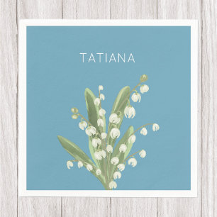 Serviette En Papier Bouquet floral de muguet personnalisé avec nom 