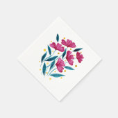 Serviette En Papier Bouquet floral mignon - magenta et turquoise (Coin)