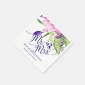 Serviette En Papier Bouquet floral prune rose m et mme script mariage (Coin)