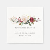 Serviette En Papier Bouquet floral rose bordeaux mariage (Devant)