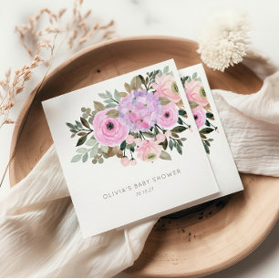Serviette En Papier Bouquet Floral Rose et Lilas Bébé sur mesure