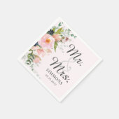 Serviette En Papier Bouquet floral rose M. et réception de Mme Wedding (Coin)