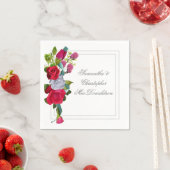 Serviette En Papier Bouquet floral rose rouge mariage (En situation)