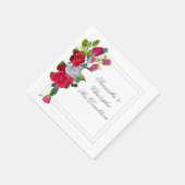 Serviette En Papier Bouquet floral rose rouge mariage (Coin)