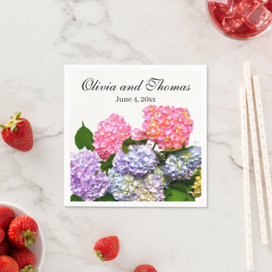 Serviette En Papier Bouquet Hydrangea (En situation)