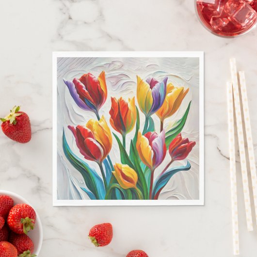 Serviette En Papier Bouquet Imaginaire Rainbow Tulip (En situation)