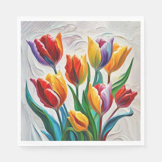 Serviette En Papier Bouquet Imaginaire Rainbow Tulip (Devant)