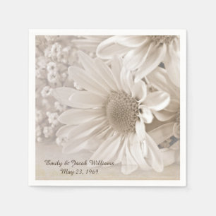 Serviette En Papier bouquet mariage doux sepia daisy