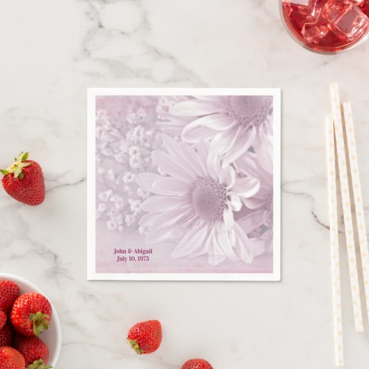 Serviette En Papier Bouquet Mariage rose Daisy (En situation)