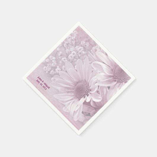 Serviette En Papier Bouquet Mariage rose Daisy (Coin)